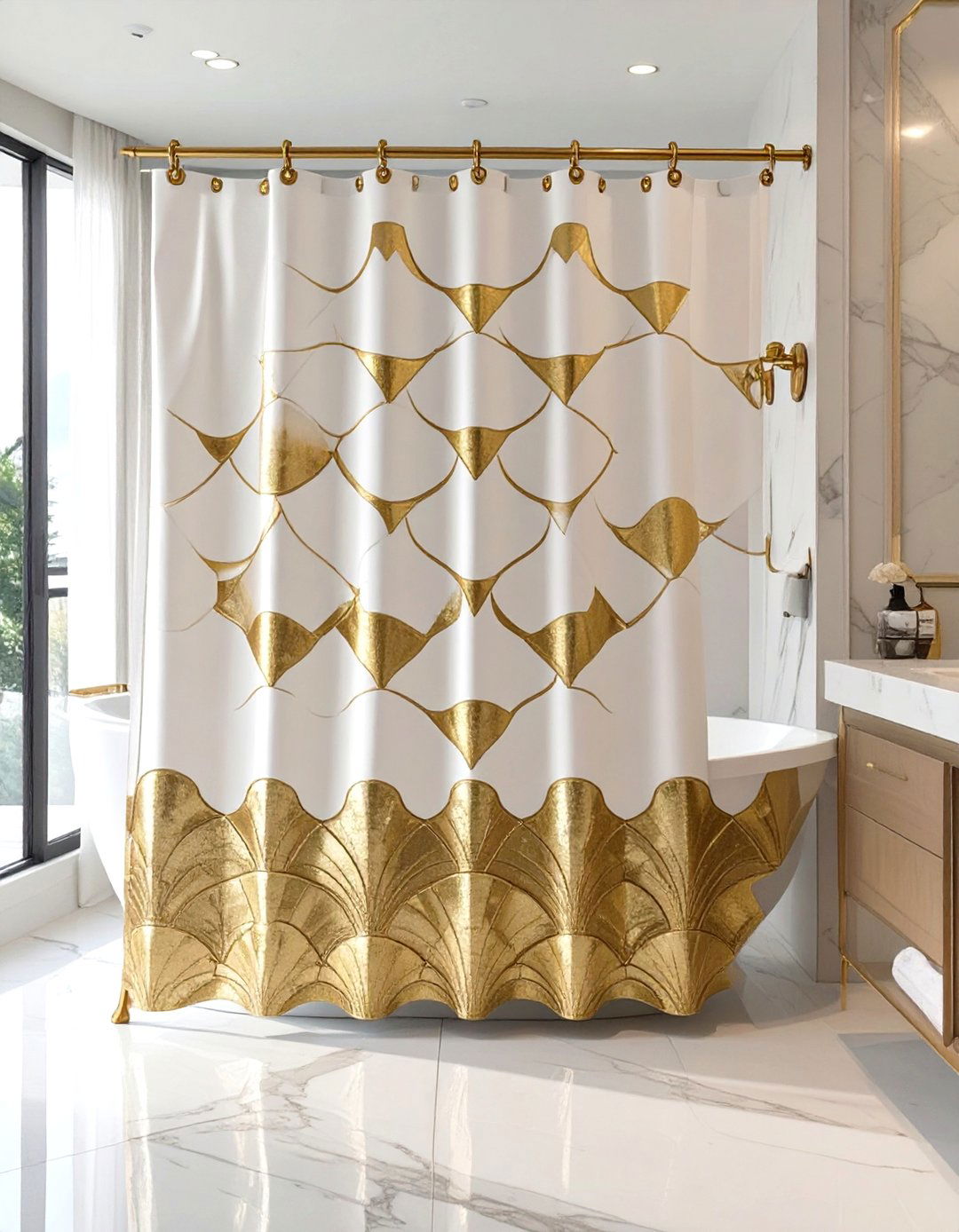 Fish Scale Pattern Shower Curtain - 30 shower curtain ideas