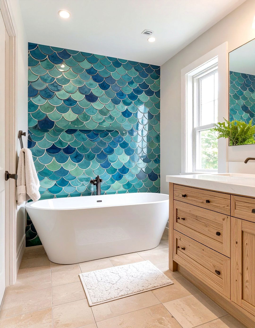 Fish Scale Scalloped Bathroom Tiles - 30 bathroom tiling ideas