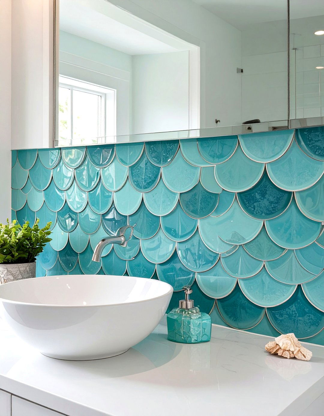 Fish Scale Tile Backsplash - 30 vanity backsplash bathroom sink backsplash ideas