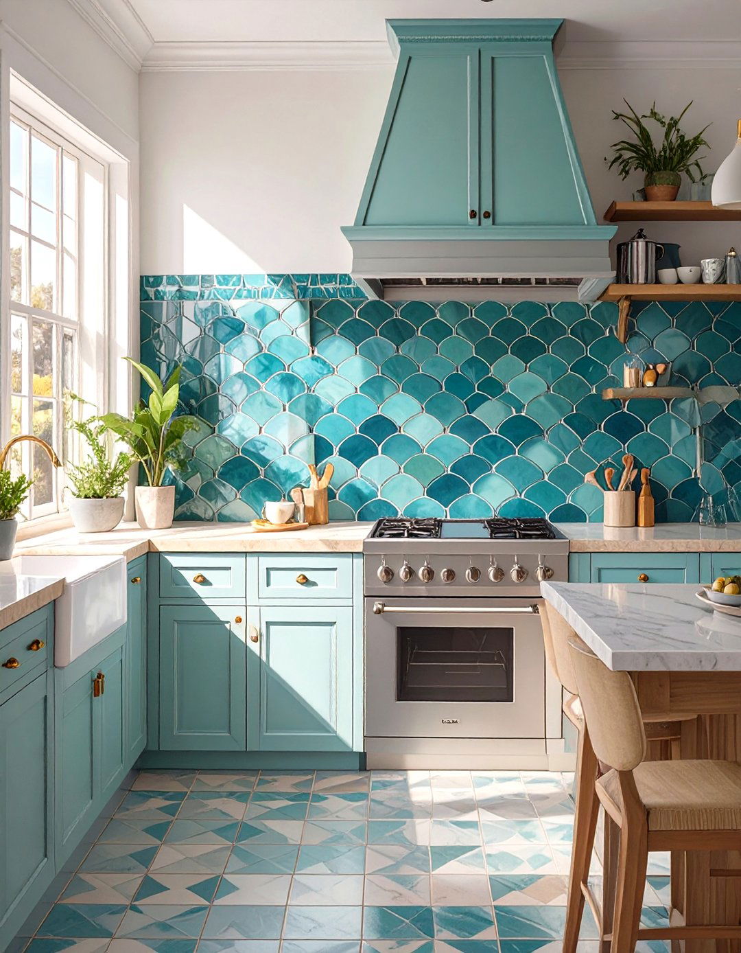 Fish Scale Tile Backsplash - 30 unique kitchen backsplash ideas