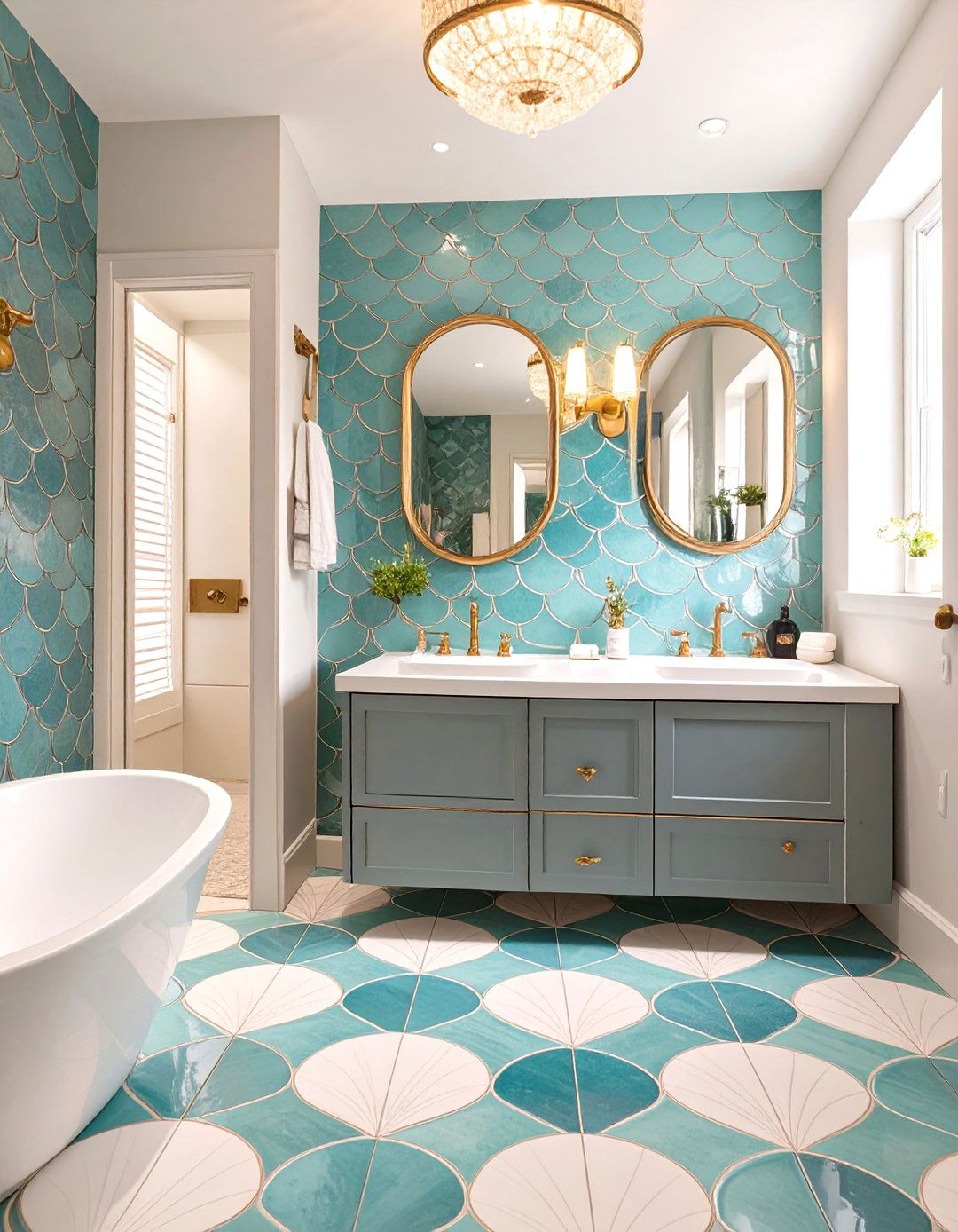 Fish Scale Tile Bathroom Flooring - 30 bathroom flooring ideas