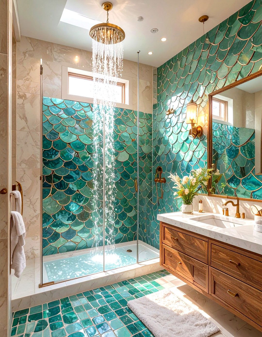Fish Scale Tile Walk In Shower - 30 master bathroom walk in shower tile ideas
