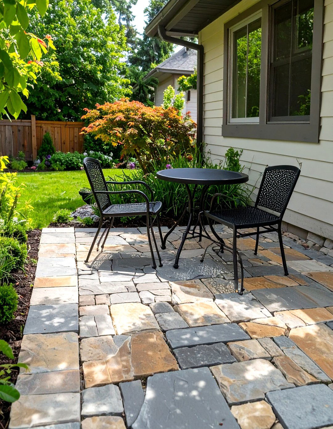 Flagstone Patio for a Small Seating Area - 30 side of house landscaping ideas