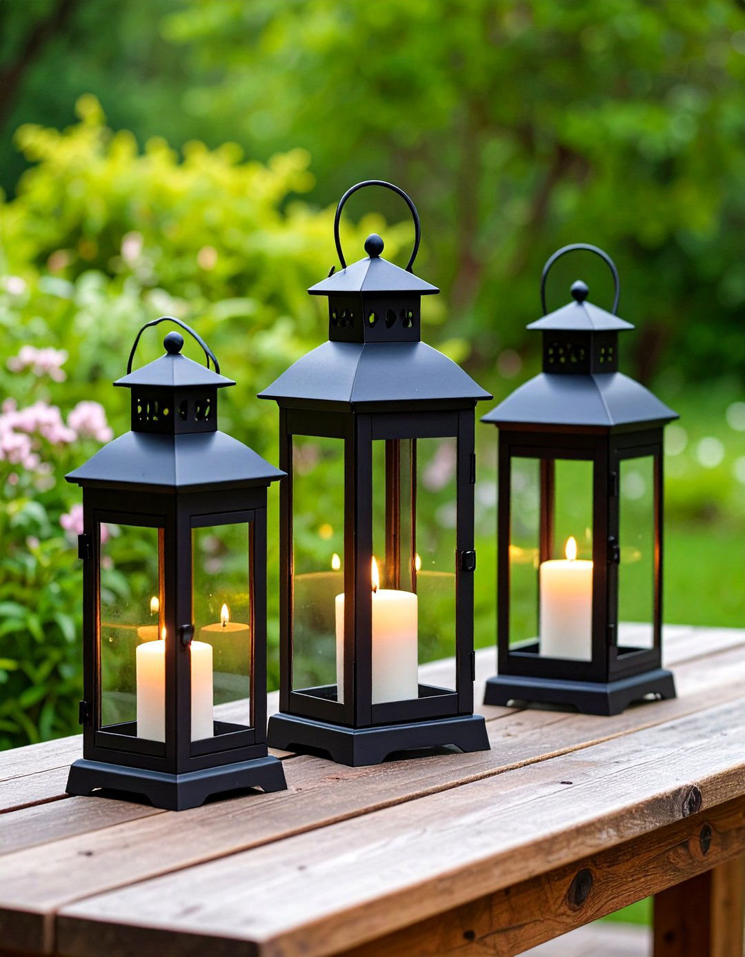 Flameless Candle Lanterns on Patio Tables - 30 patio light ideas