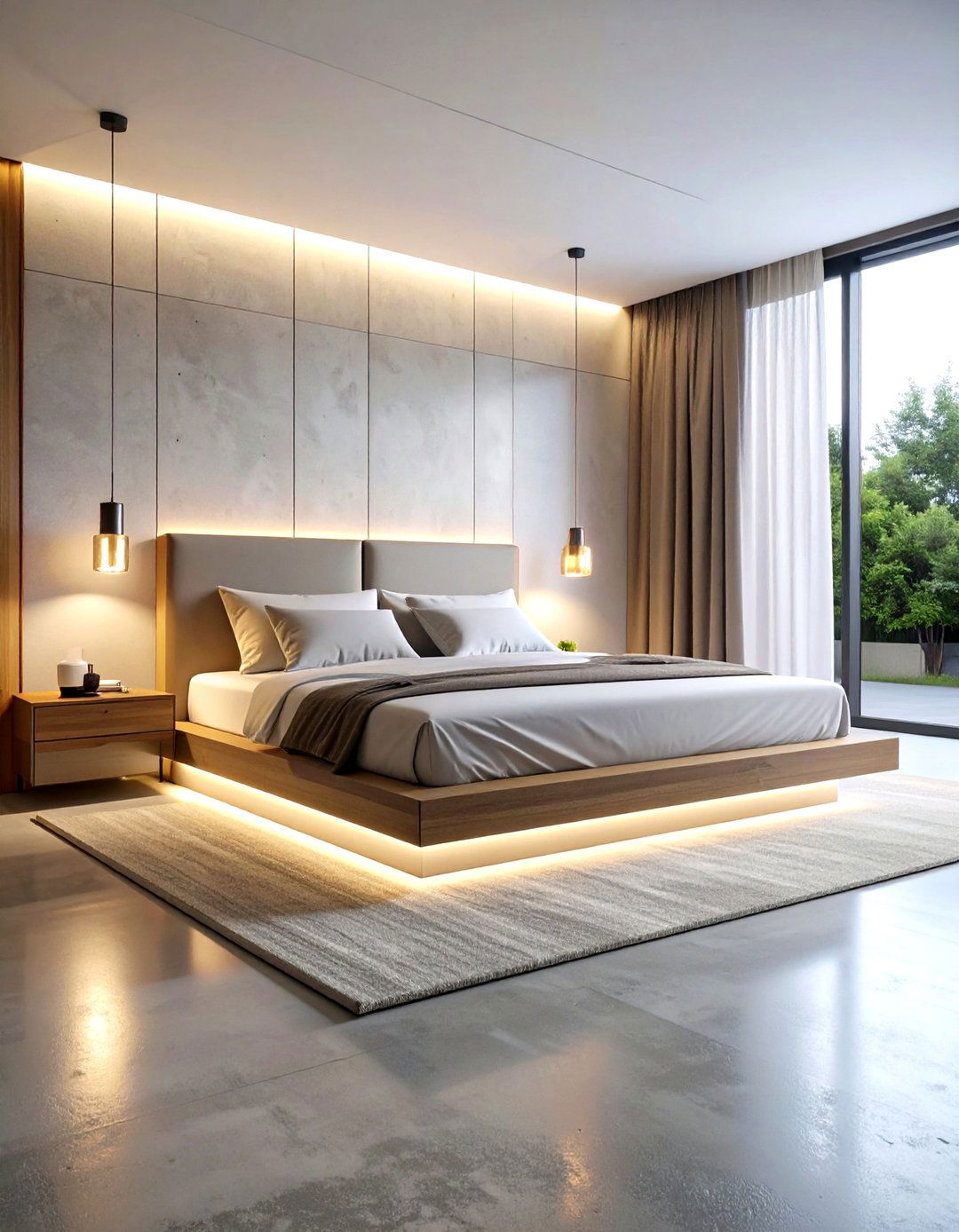 Floating Bed with LED Underglow - 30 room interior design bedroom ideas