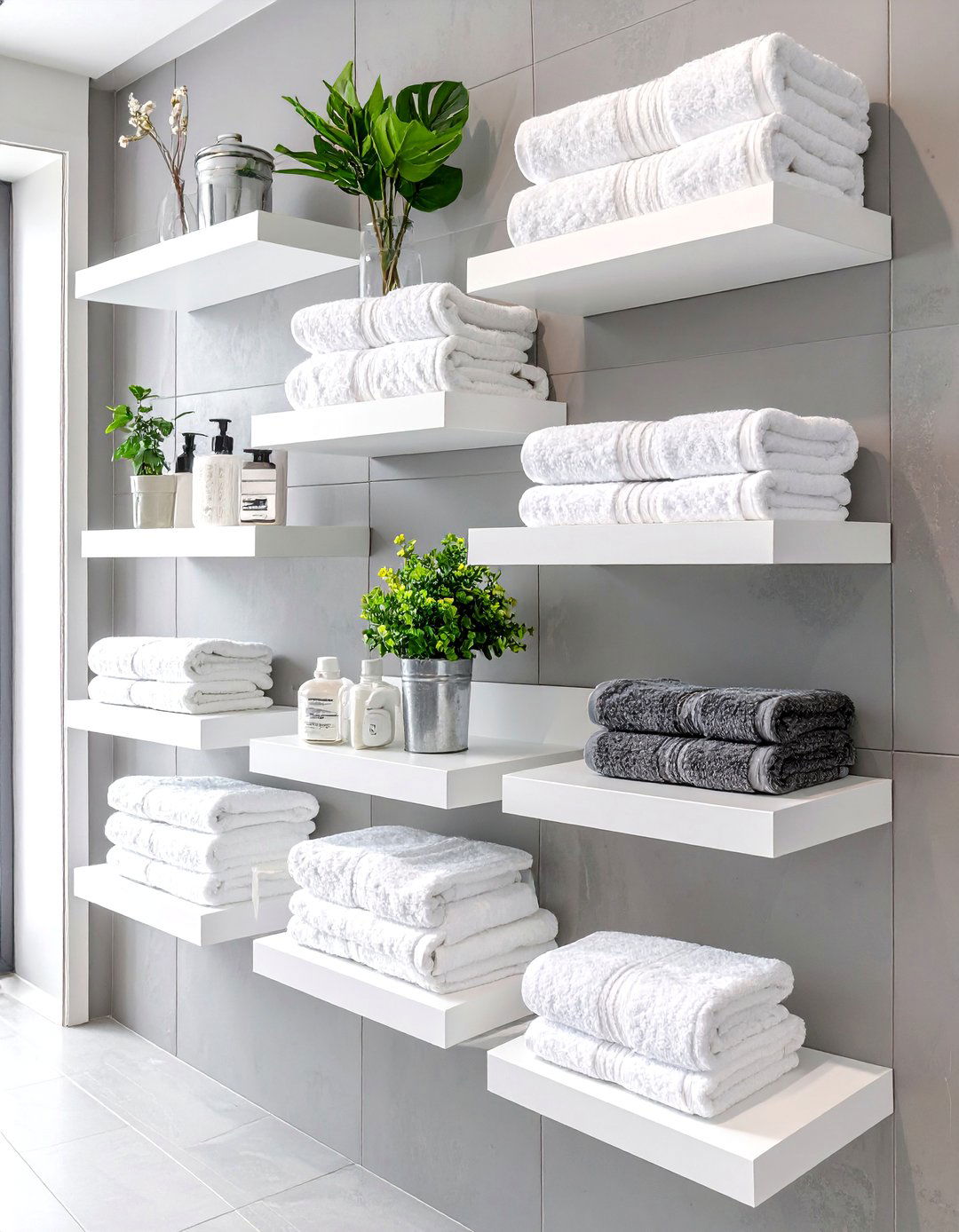 Floating Box Shelves - 30 bathroom towel storage ideas
