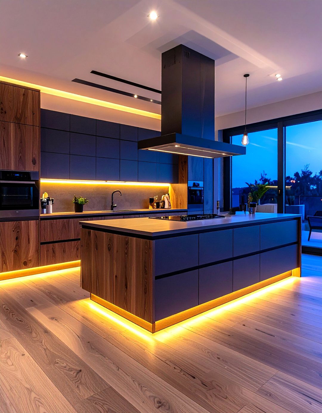 Floating Cabinet with Under Cabinet Lighting - 30 kitchen cabinet storage ideas