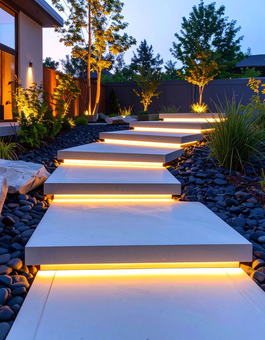 Floating Concrete Step Path - 30 backyard pathway ideas