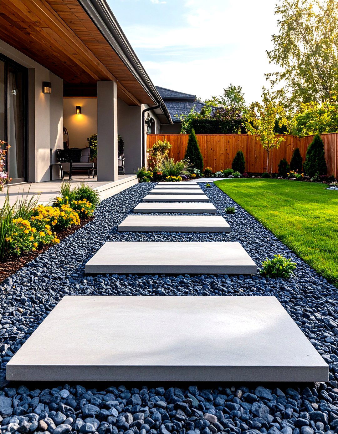 Floating Concrete Step Walkway - 30 front yard walkway ideas
