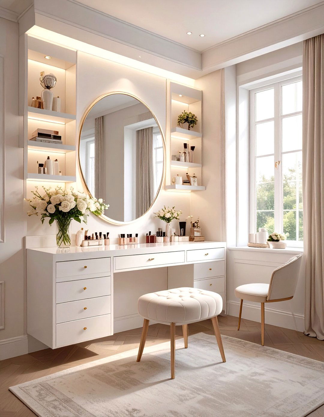 Floating Corner Makeup Vanity - 30 makeup vanity ideas