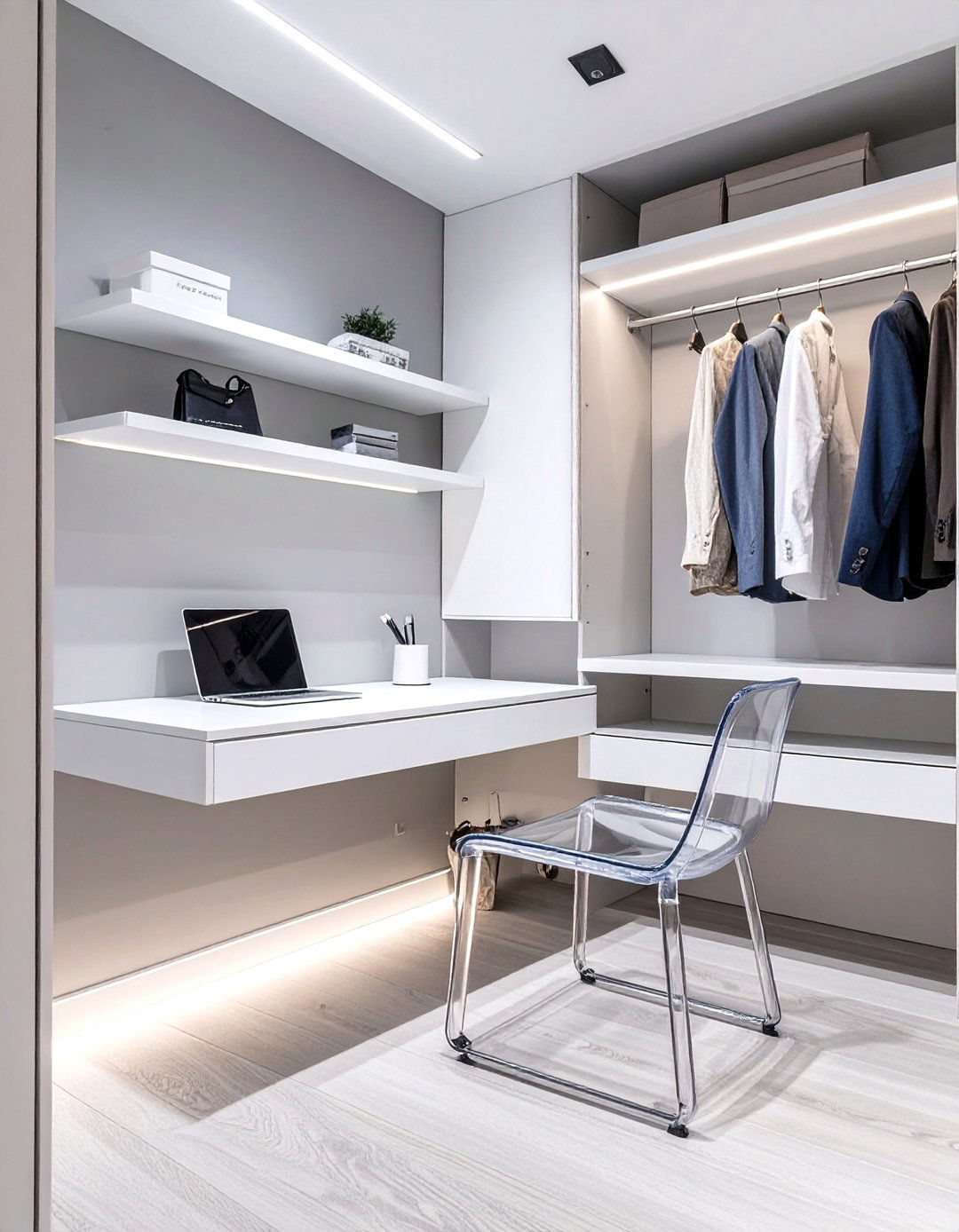 Floating Desk Simplicity - 30 closet office ideas