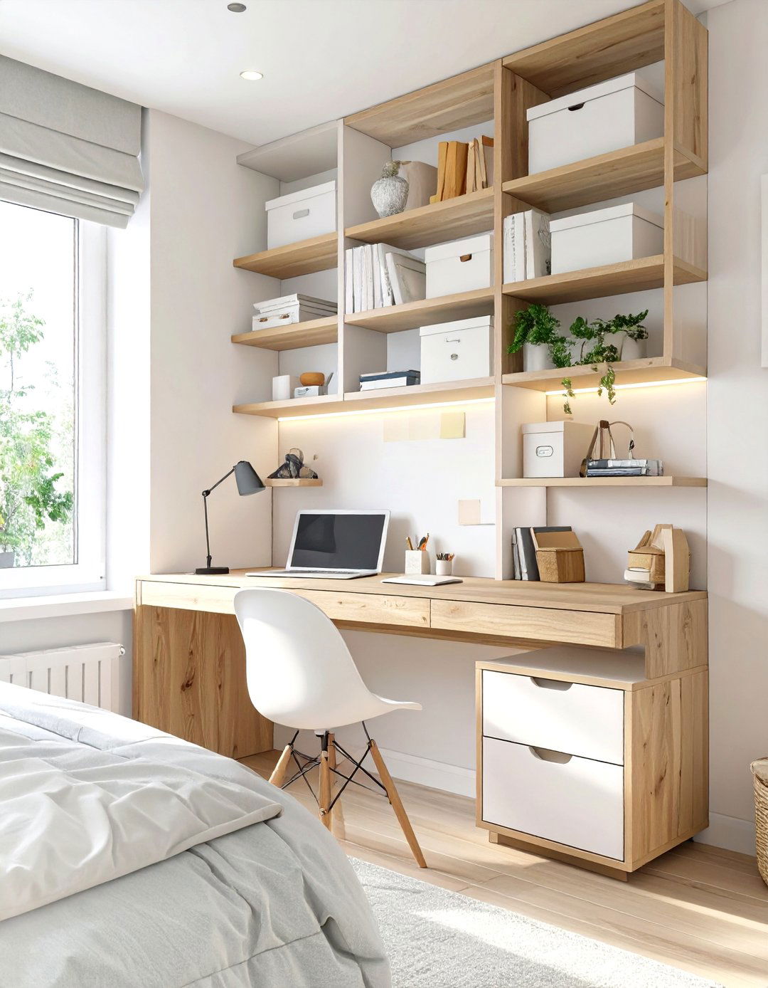 Floating Desk and Shelving Unit - 30 teenage bedroom ideas