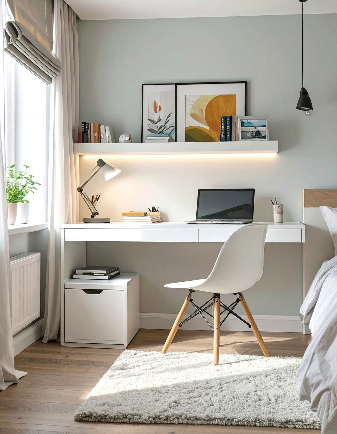Floating Desk as a Multi Use Surface - 30 simple bedroom ideas