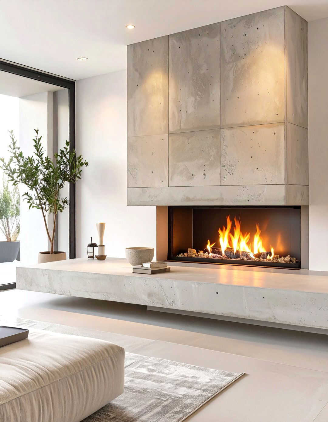 Floating Hearth and Mantel Design - 30 modern fireplace accent wall ideas