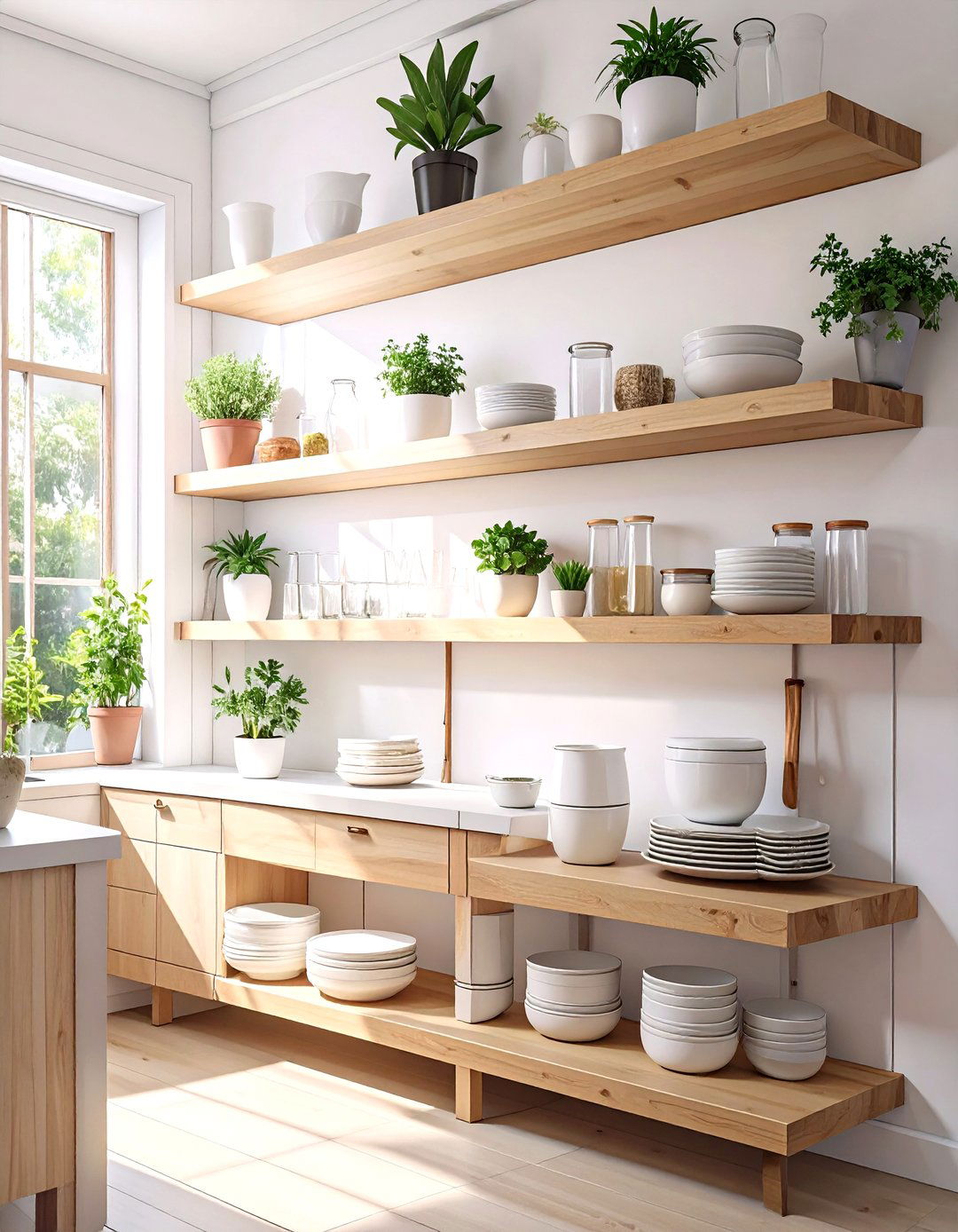 Floating Kitchen Open Shelving