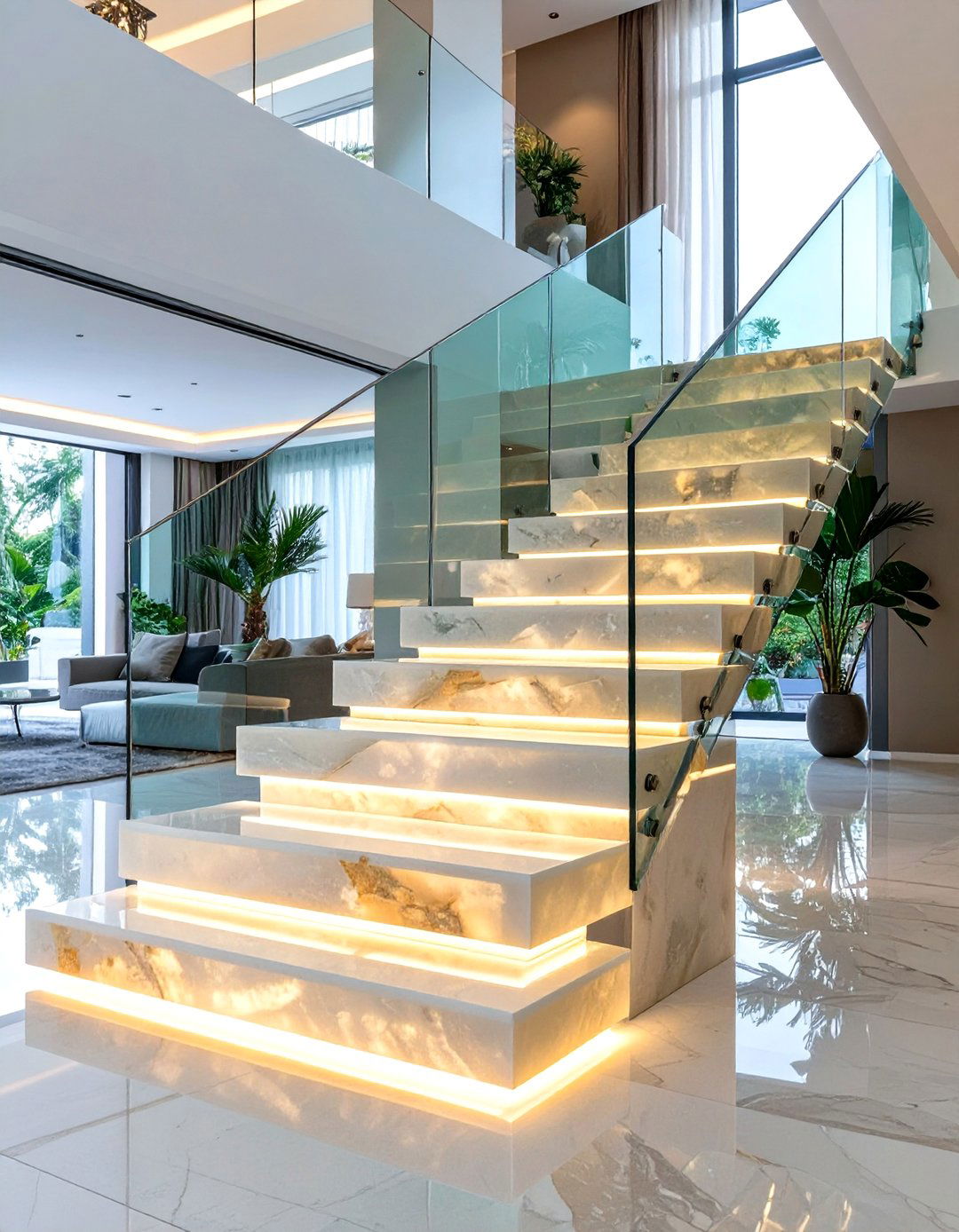 Floating Lumina Stone Staircase Design - 30 ai staircase design ideas