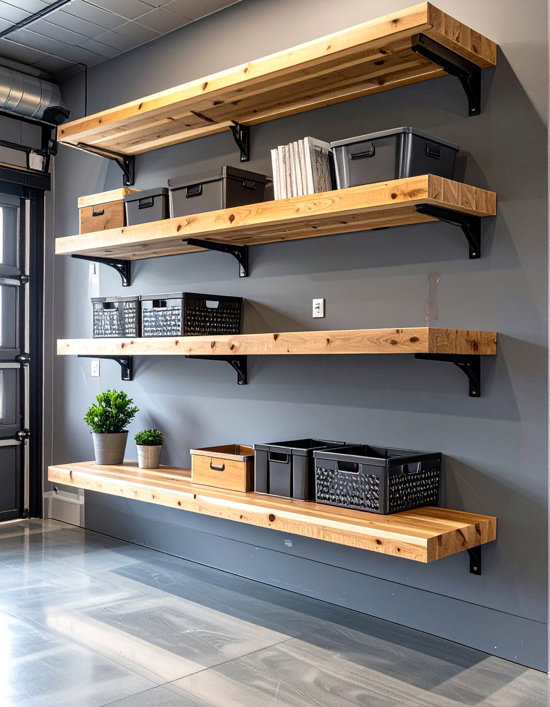 Floating Plywood Shelves - 30 wood garage storage ideas