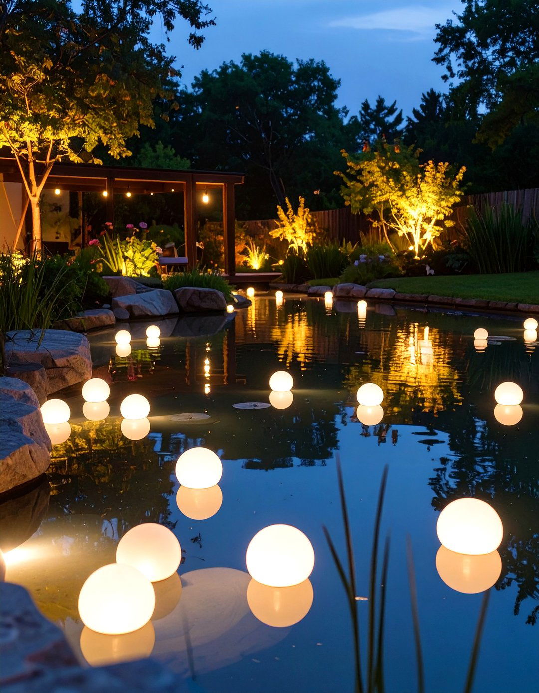 Floating Pond and Water Feature Lights - 30 outdoor  lights ideas