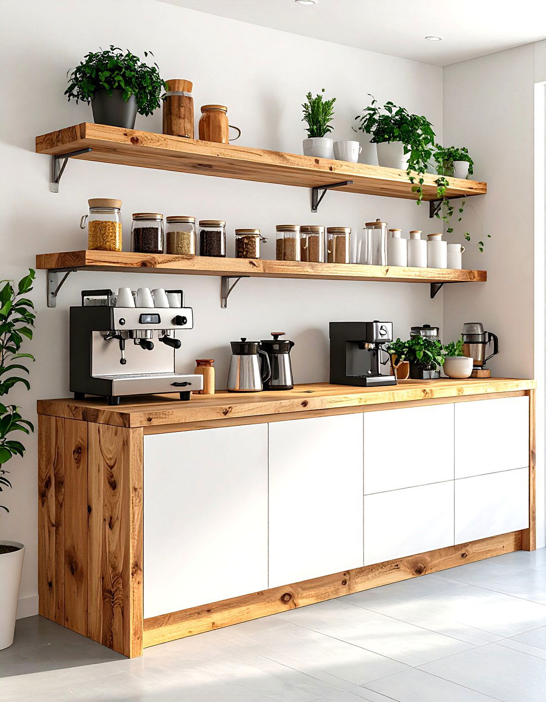Floating Shelf Kitchen Coffee Station - 30 kitchen coffee bar ideas