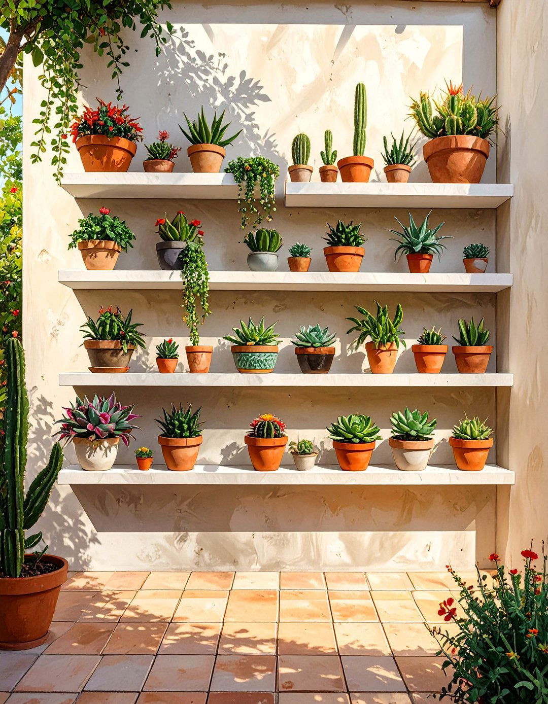 Floating Shelf Planter Display - 30 backyard planter ideas