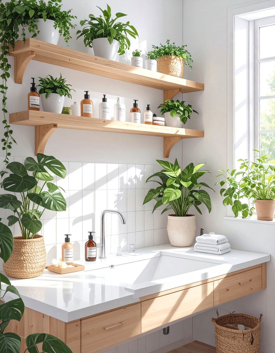 Floating Shelf System - 30 bathroom counter organization ideas