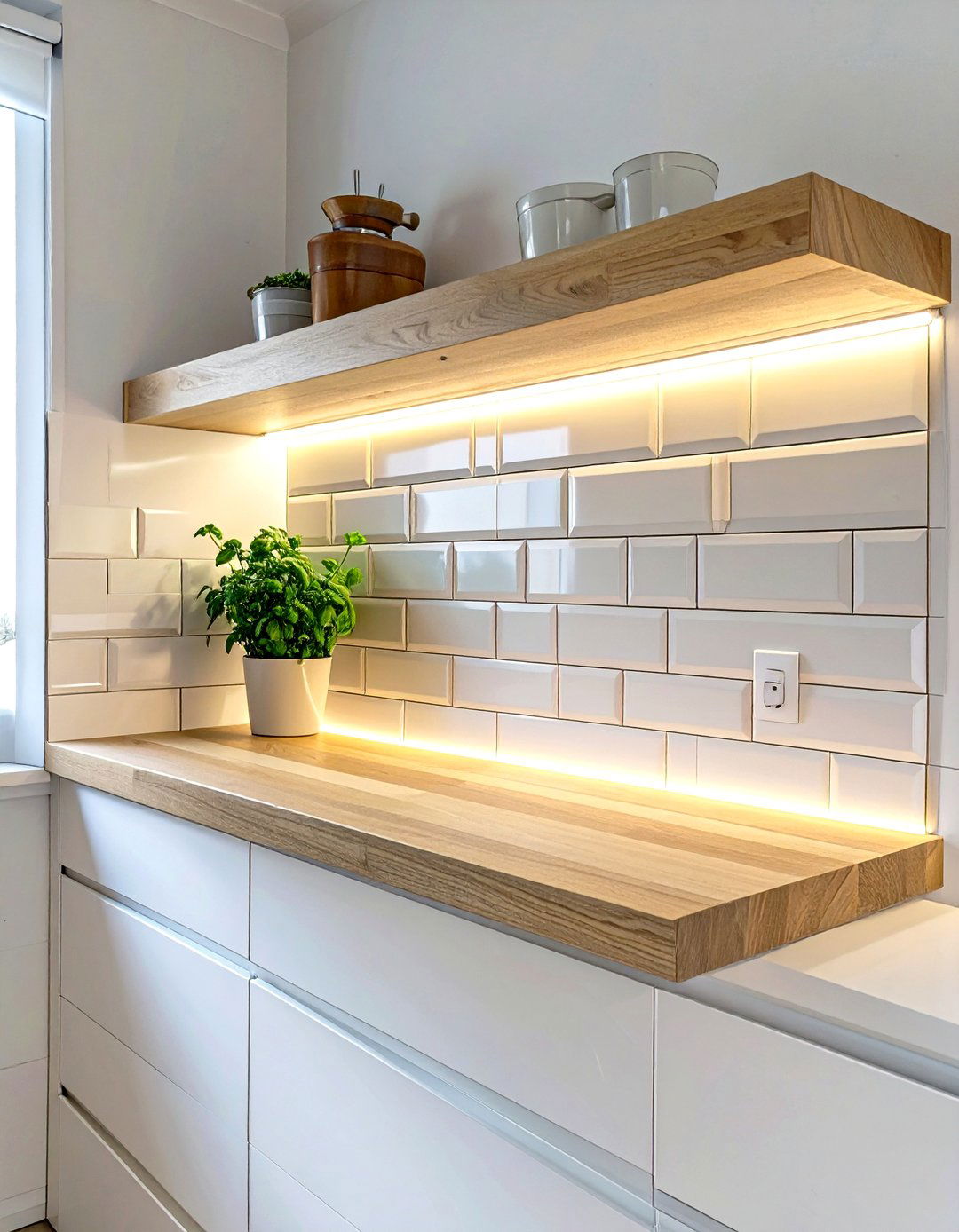 Floating Shelf with Integrated Lighting - 30 small kitchen lighting ideas