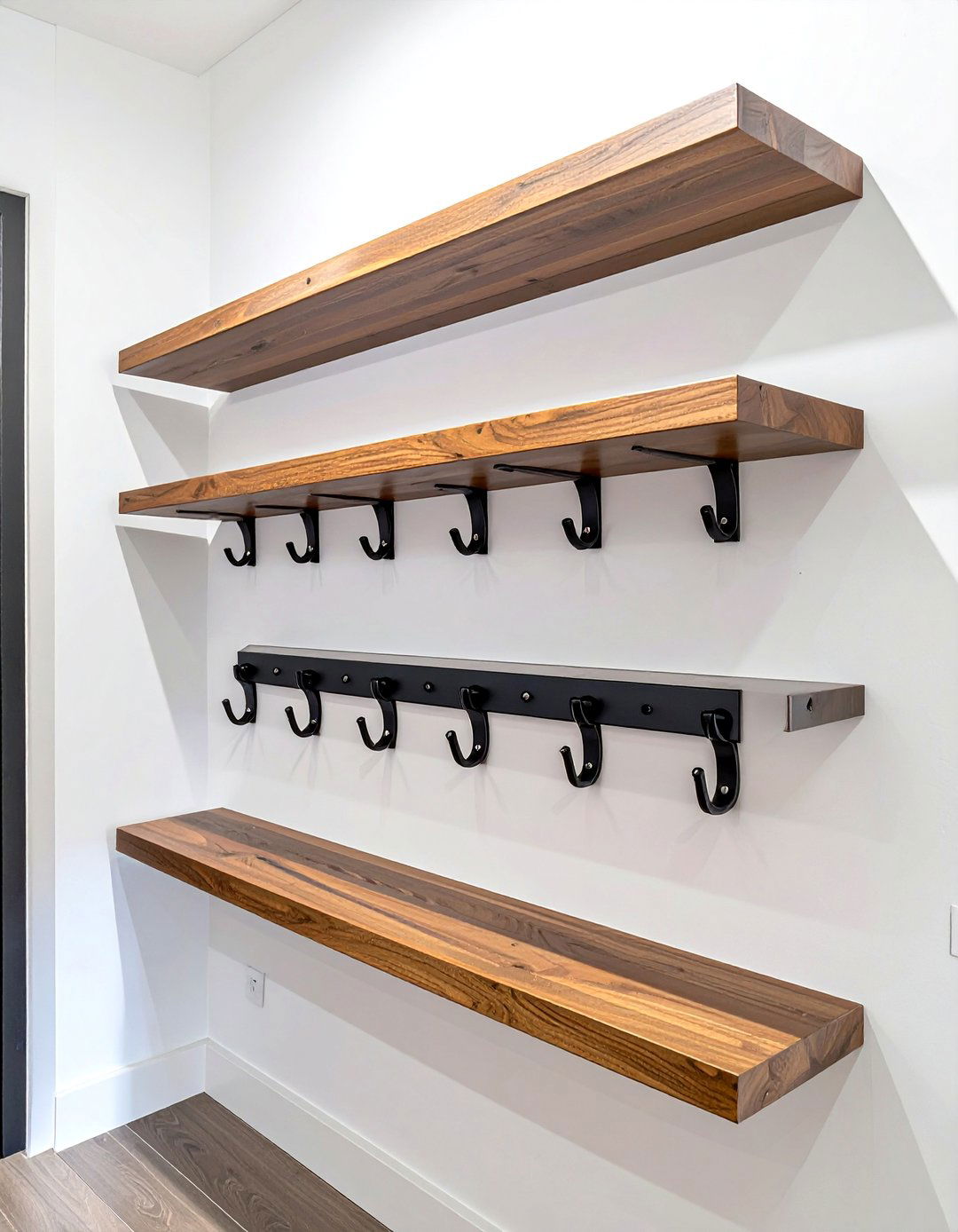 Floating Shelves and Hooks as a Small Entryway Coat Closet - 30 small entryway coat closet ideas