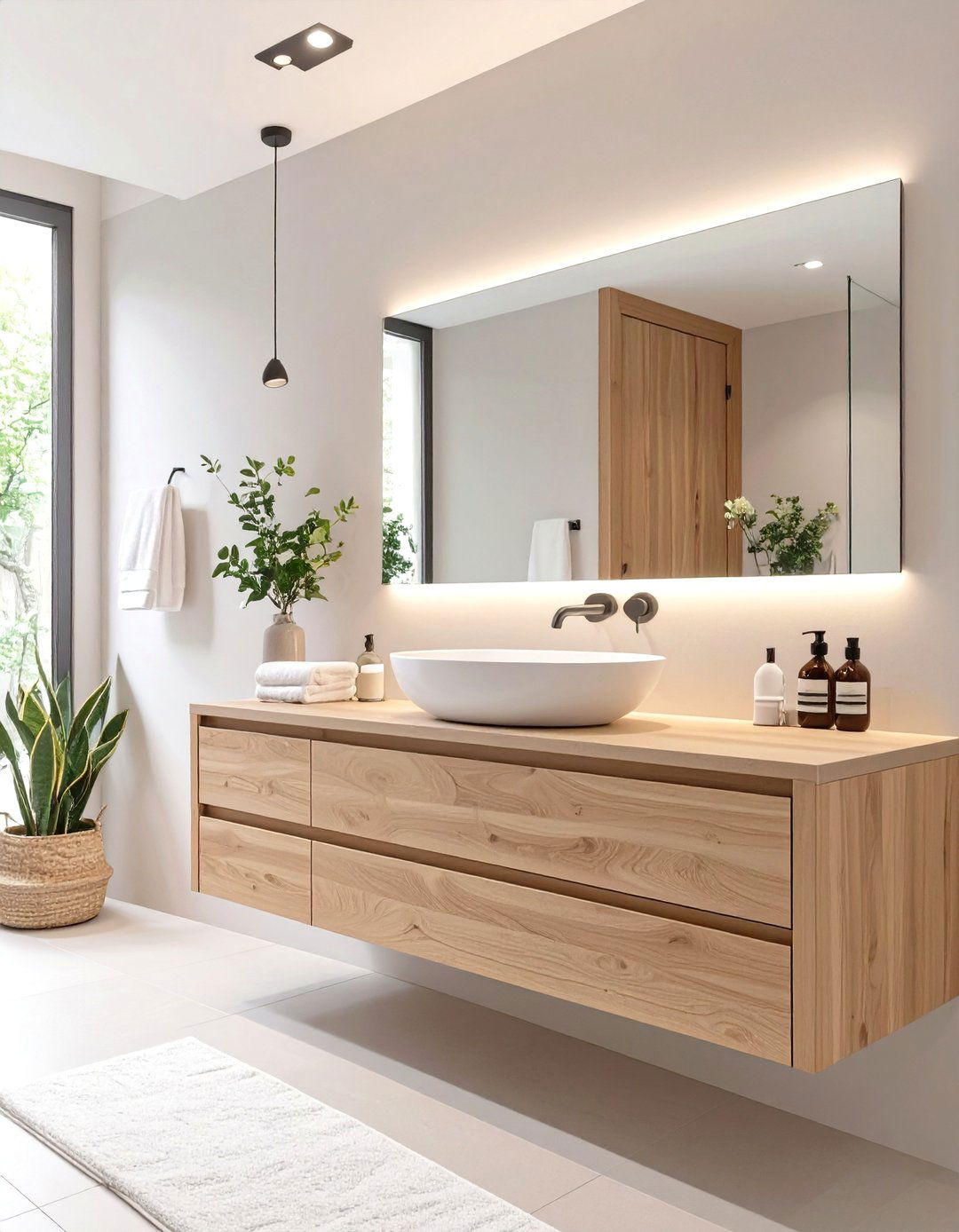 Floating Shelves and Vanities - 30 modern house interior design ideas