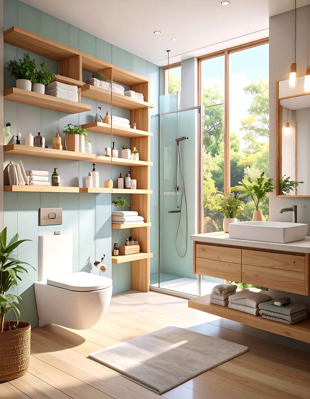 Floating Shelves as a Room Divider - 30 floating shelves bathroom ideas