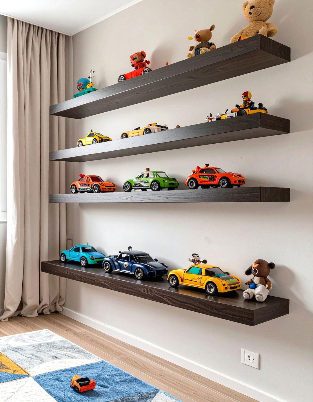 Floating Shelves for Collectibles in a Teen Boys Bedroom - 30 teen boys bedroom ideas