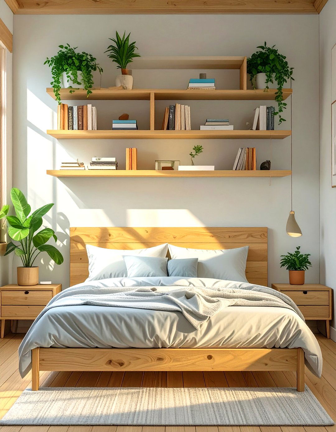 Floating Shelves in a Tiny Bedroom - 30 tiny bedroom ideas