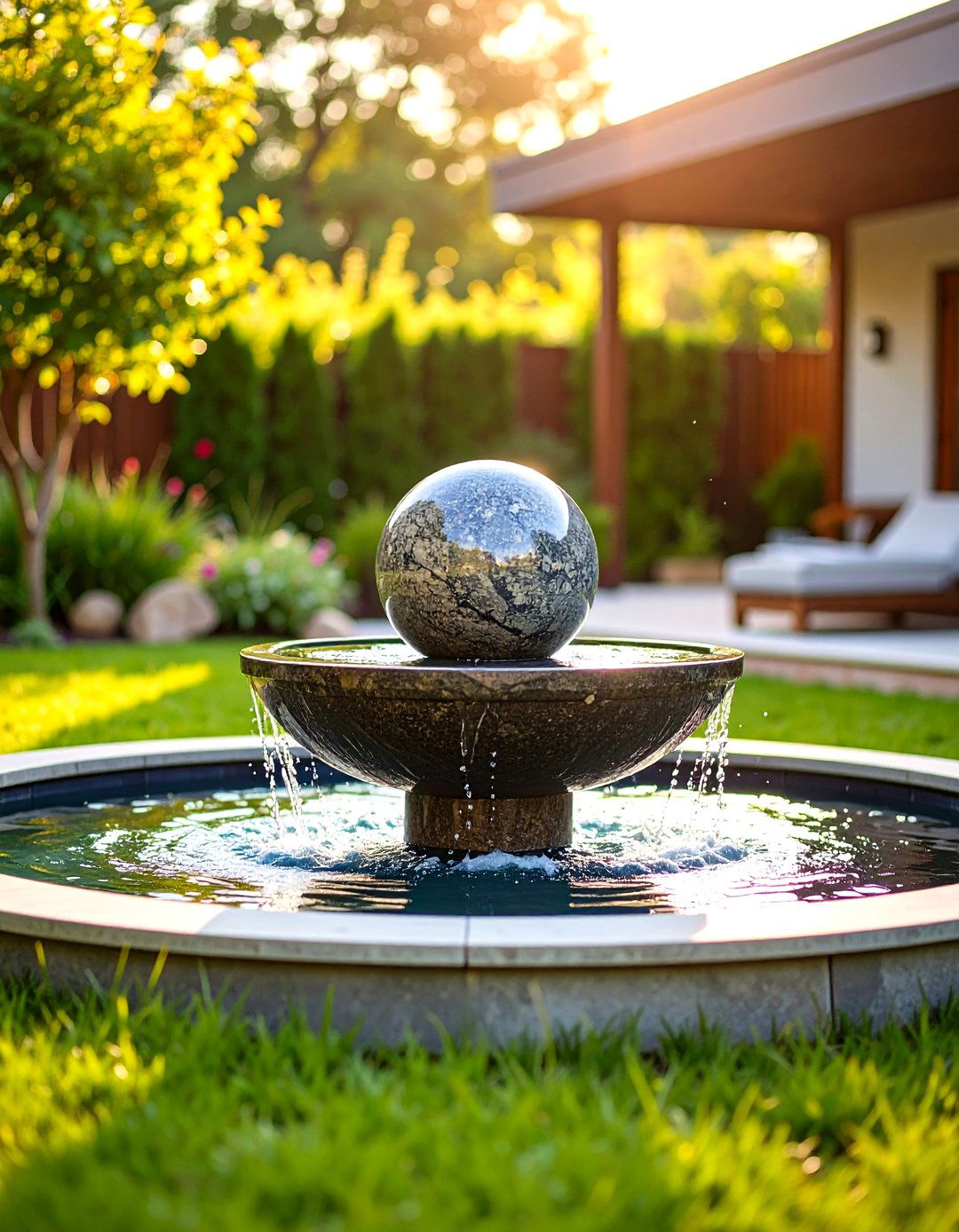 Floating Sphere Garden Fountain - 30 garden fountain ideas