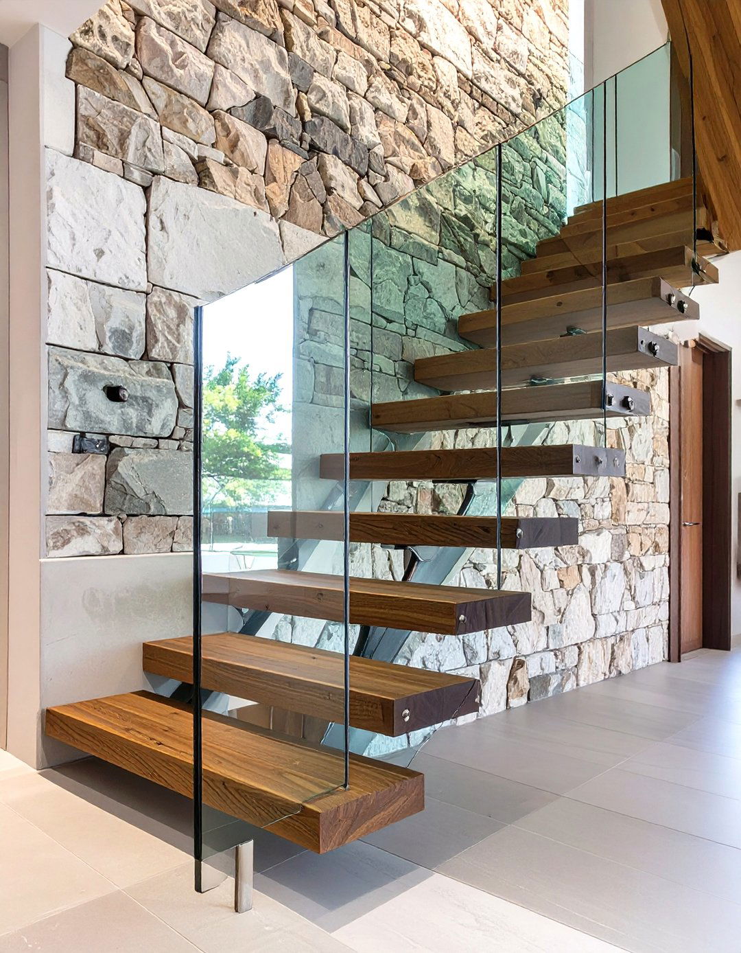 Floating Staircase Glass Railing - 30 stairway railing ideas