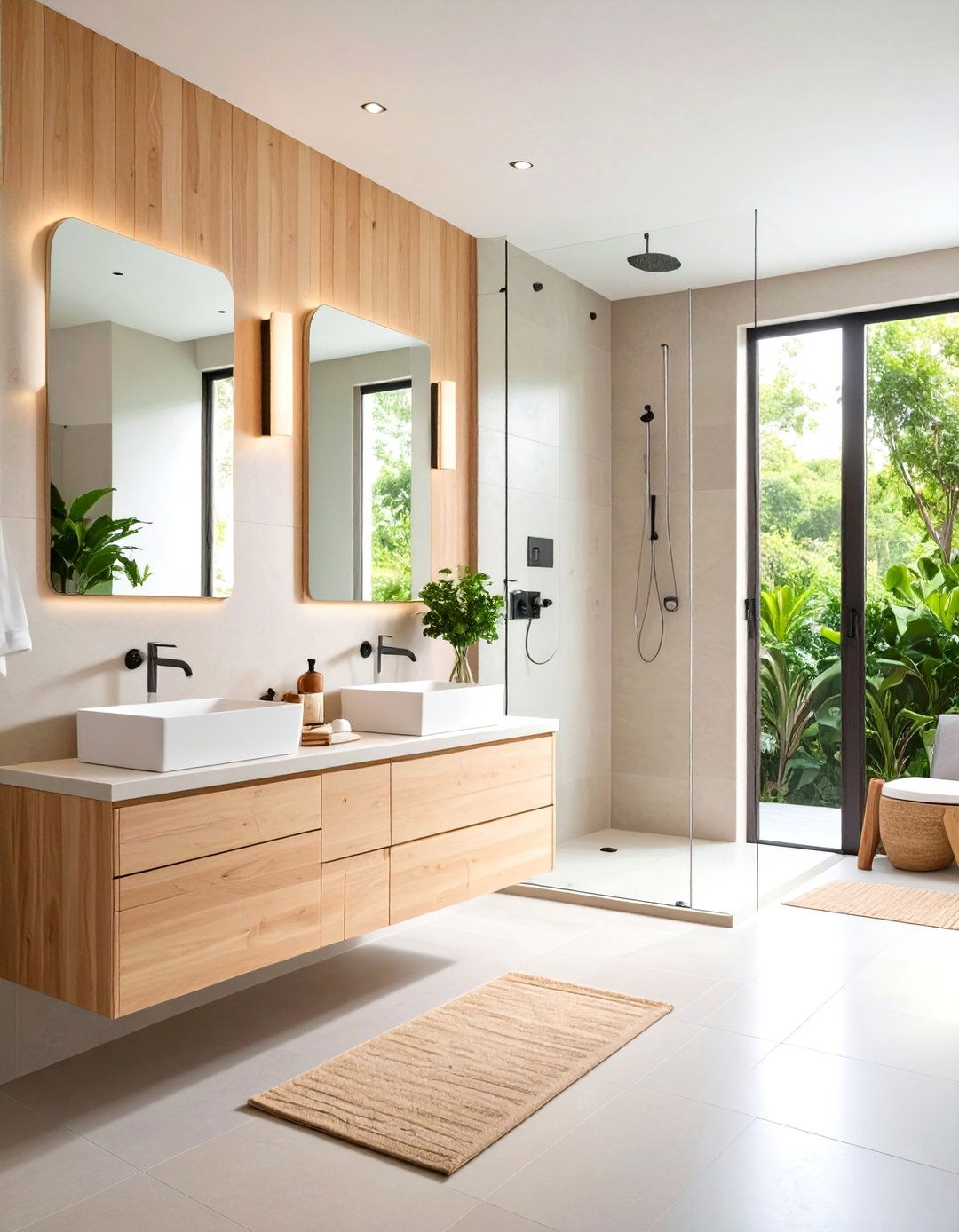 Floating Vanity and Fixtures Shower Room - 30 limited space tiny shower room designs