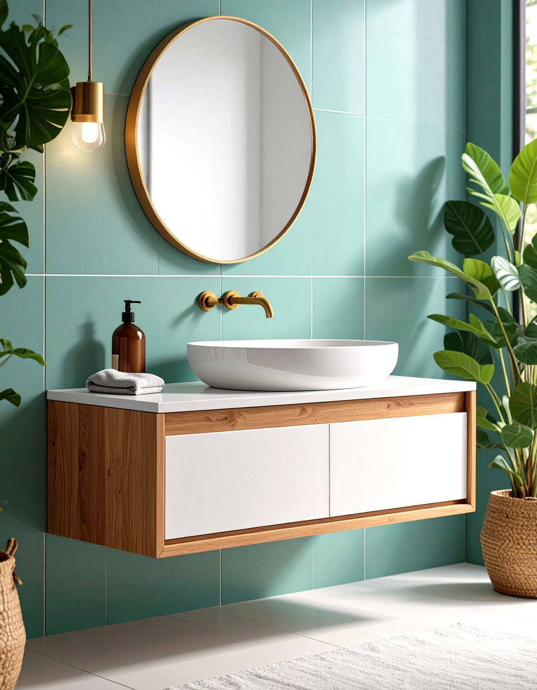 Floating Vanity in a Powder Bathroom - 30 powder bathroom ideas