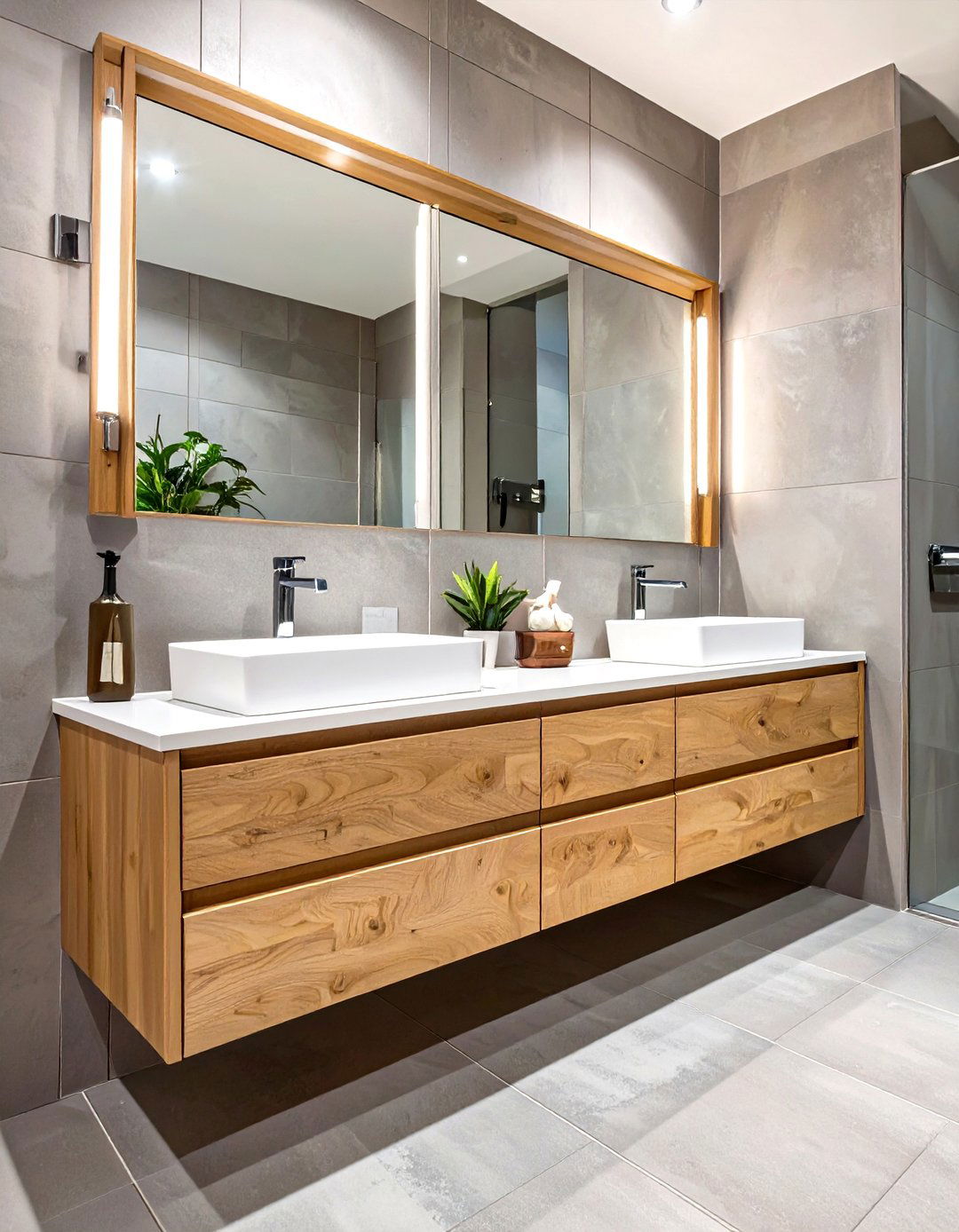 Floating Vanity with Dual Sinks - 30 vanity ideas