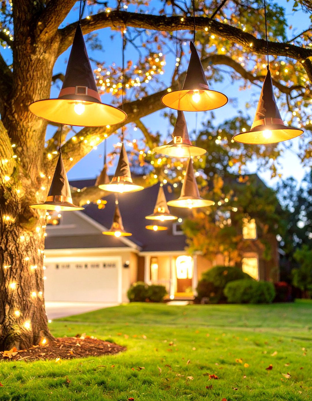 Floating Witch Hat Luminaries - 30 outdoor halloween decoration ideas