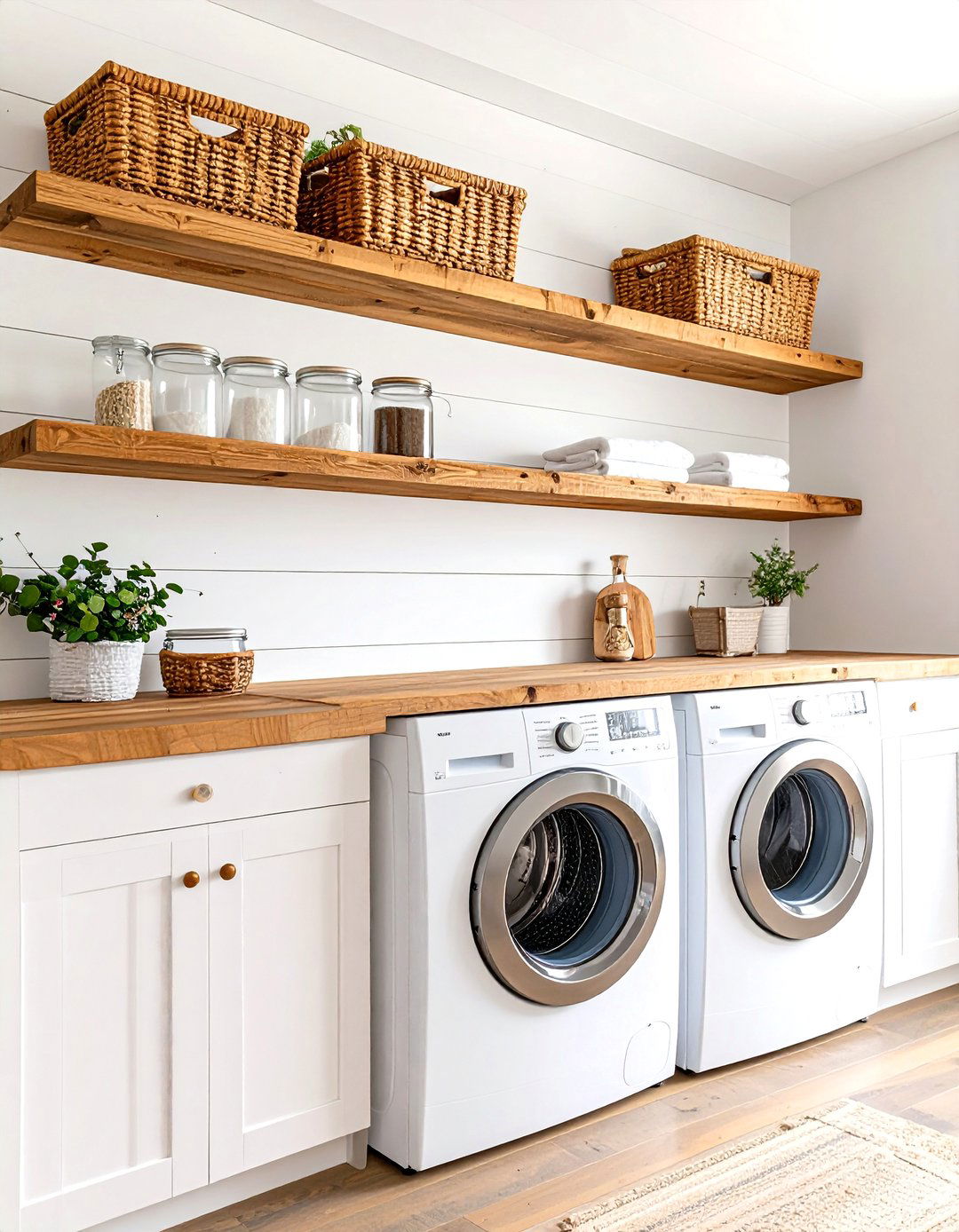 Floating Wood Laundry Room Shelves - 30 laundry room shelves ideas