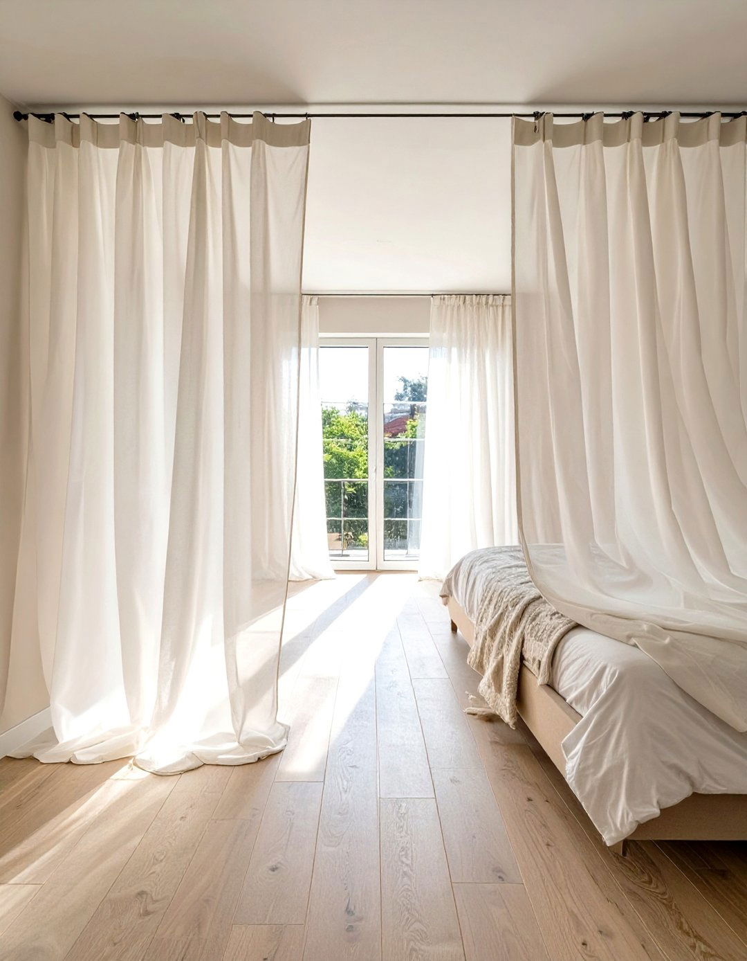 Floor to Ceiling Curtains - 30 small bedroom design ideas