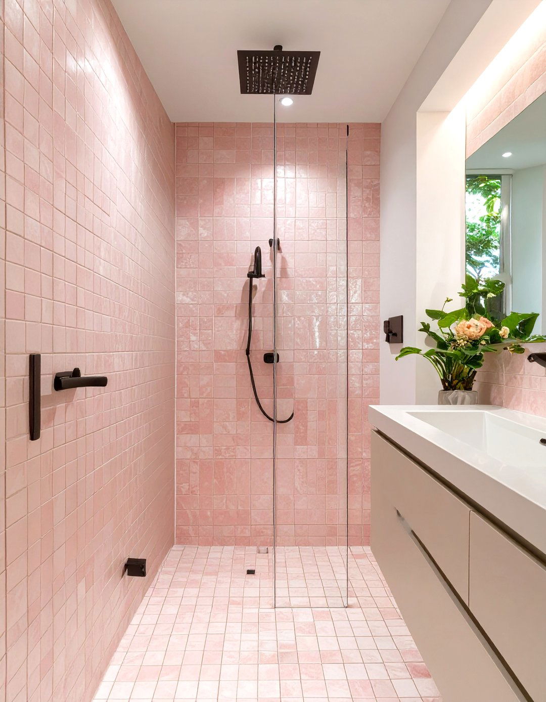 Floor to Ceiling Kit Kat Mosaic Tiles - 30 tiled shower ideas