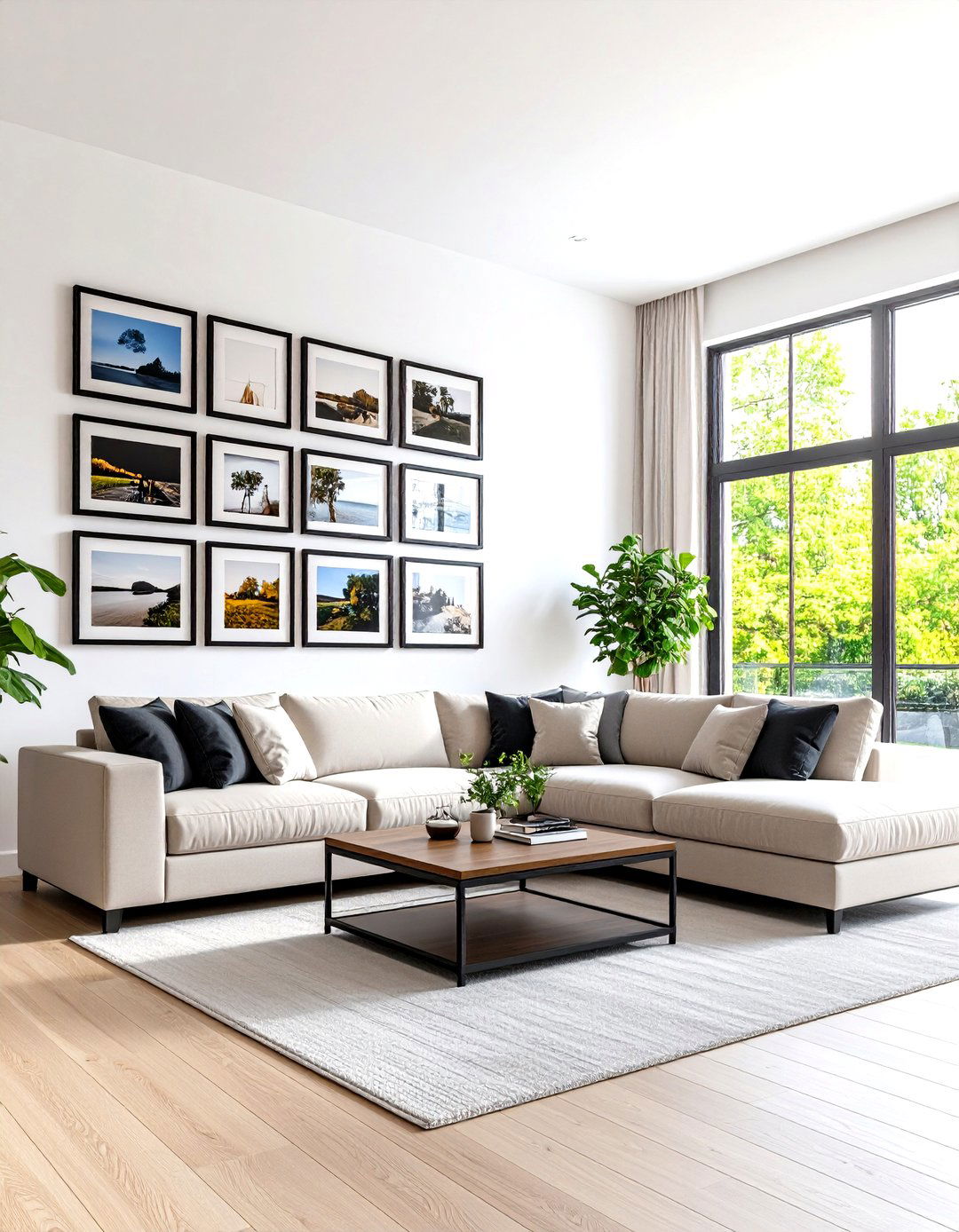Floor to Ceiling Living Room Photo Wall - 30 living room photo wall ideas