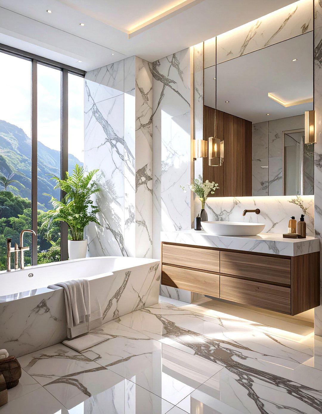 Floor to Ceiling Marble Slab Backsplash - 30 vanity backsplash bathroom sink backsplash ideas