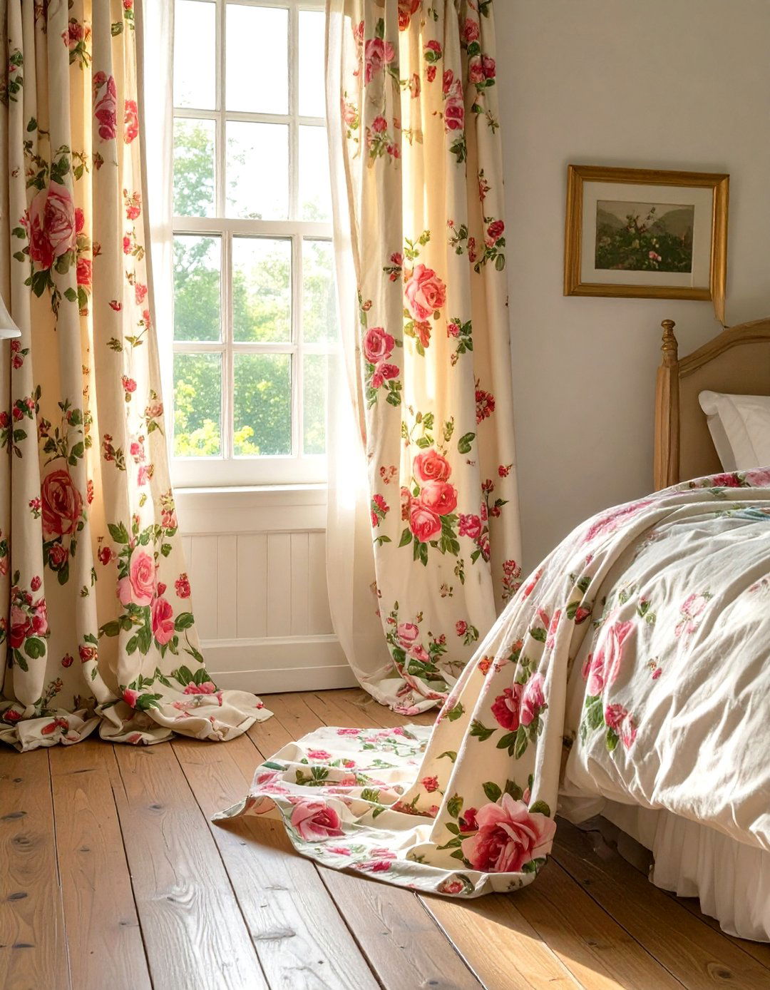 Floral Chintz Curtains - 30 vintage bedroom ideas