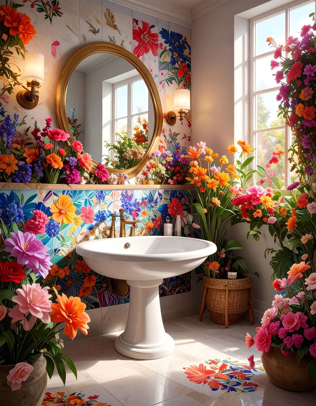 Floral Pattern Bathroom Backsplash - 30 bathroom backsplash ideas