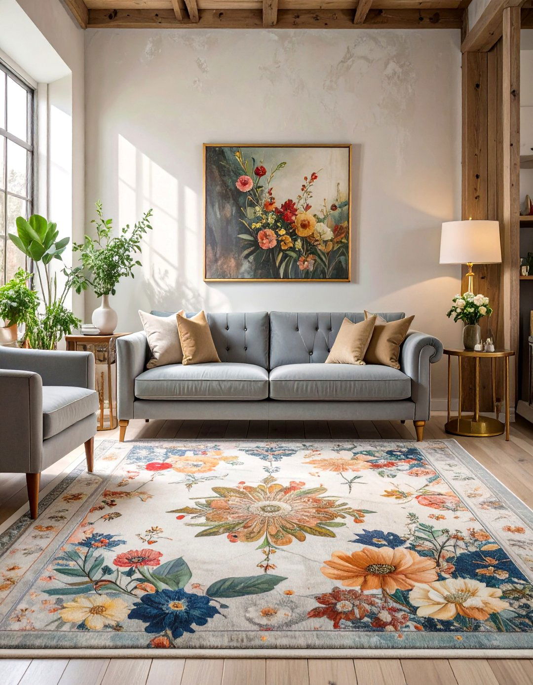 Floral Patterned Carpet for a Touch of Whimsy - 30 basement carpet ideas