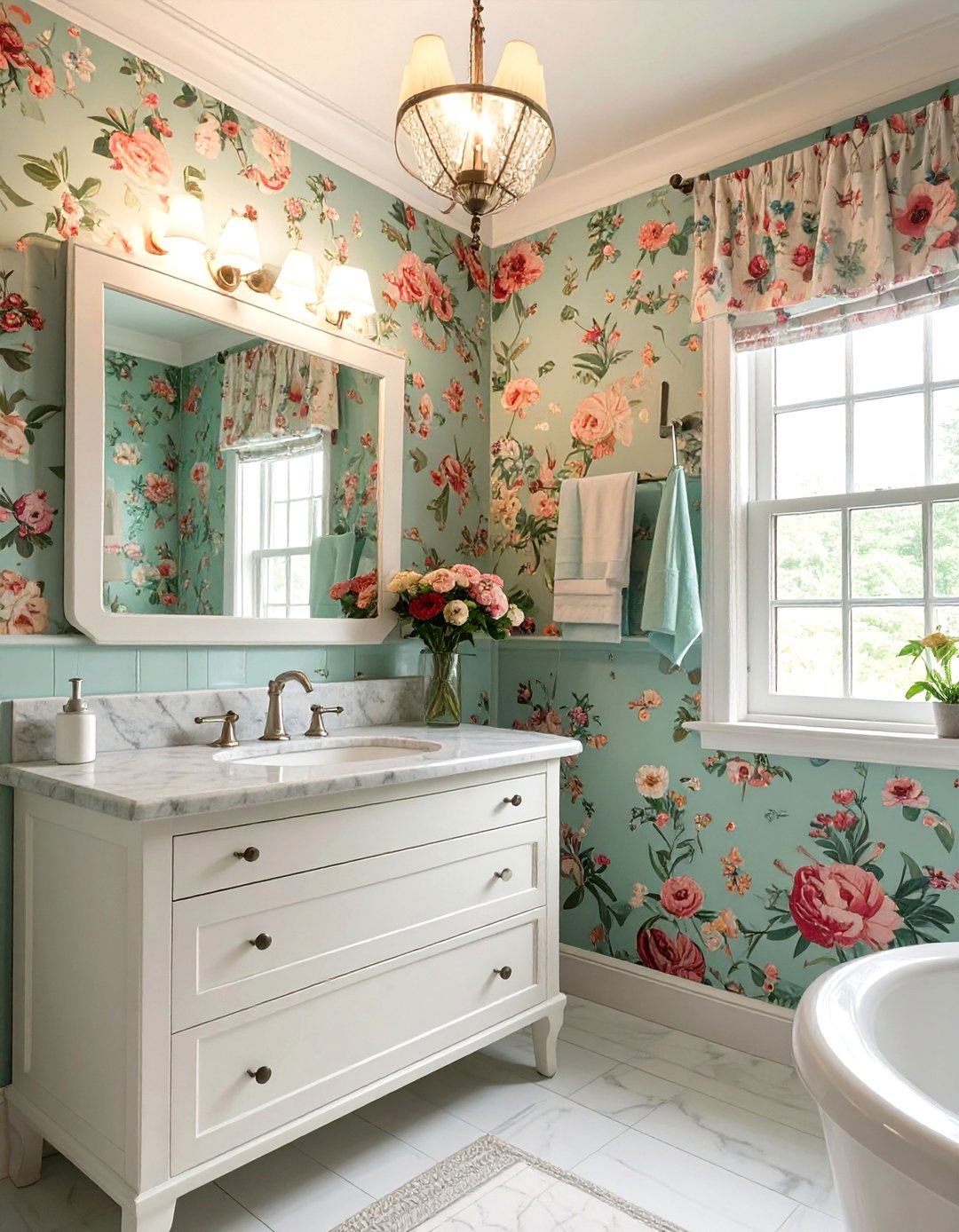 Floral Wallpaper Bathroom Whimsy - 30 cottage bathroom ideas