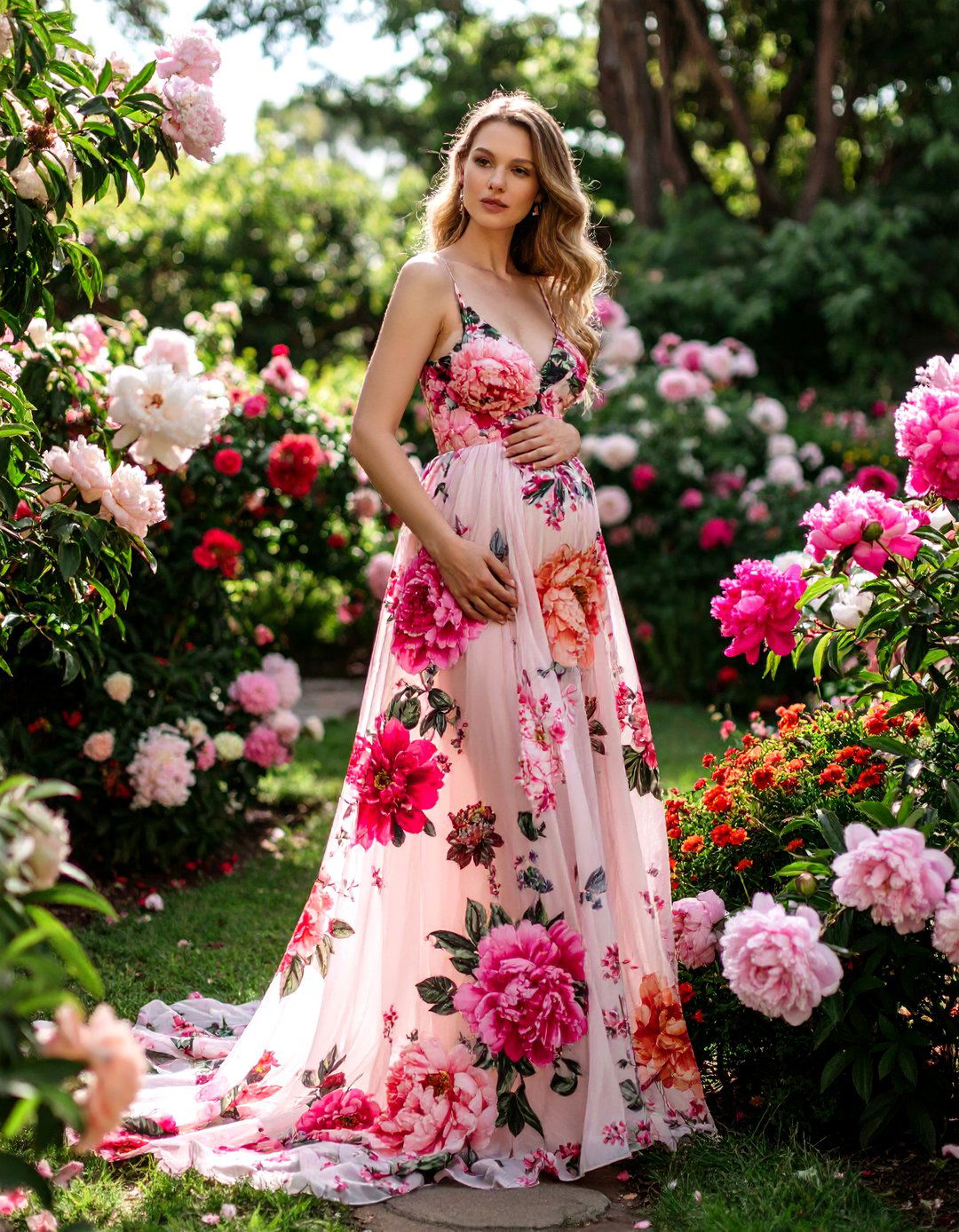 Flowy Floral Maxi Dress - 30 baby shower outfit ideas