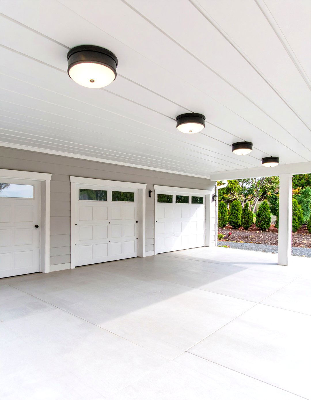 Flush Mount Ceiling Lights for Overhangs - 30 exterior garage lighting ideas
