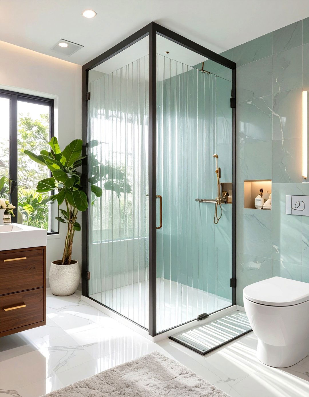 Fluted Glass Shower Door - 30 shower door ideas