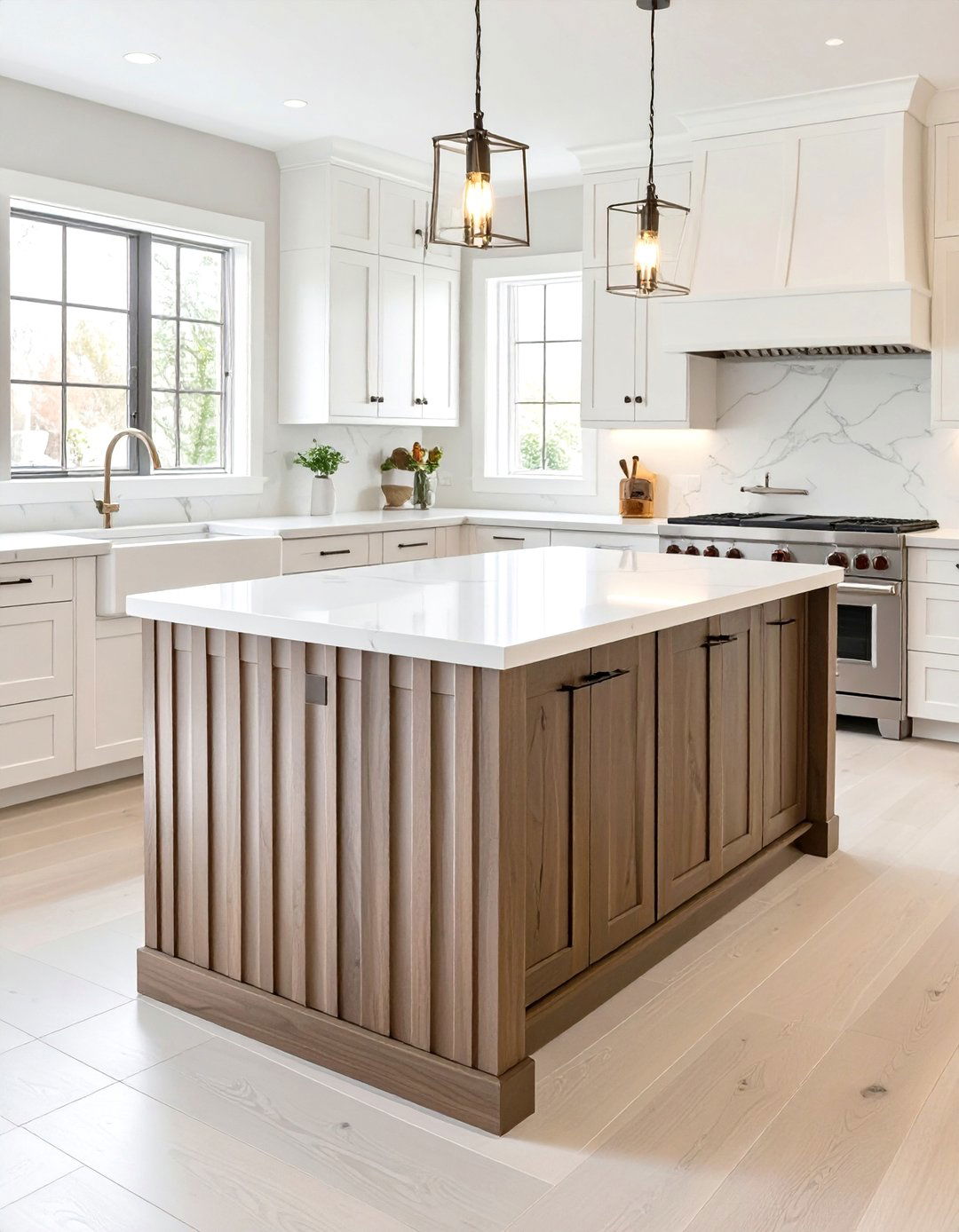 Fluted Wood Kitchen Island - 30 unique kitchen island ideas